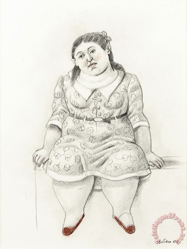 Jeune Femme Assise, 2004 painting - Fernando Botero Jeune Femme Assise, 2004 Art Print
