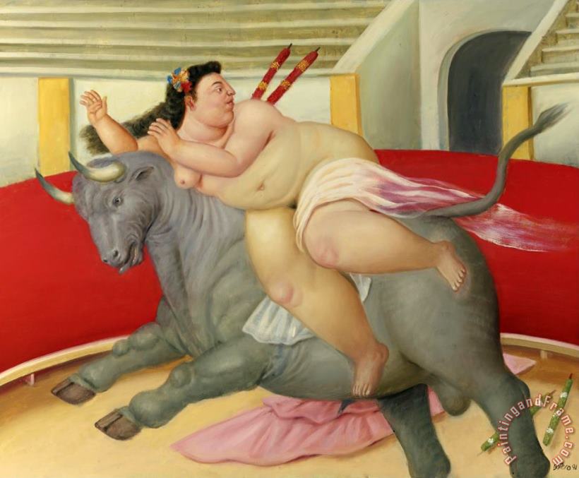 L'enlevement D'europe, 1991 painting - Fernando Botero L'enlevement D'europe, 1991 Art Print