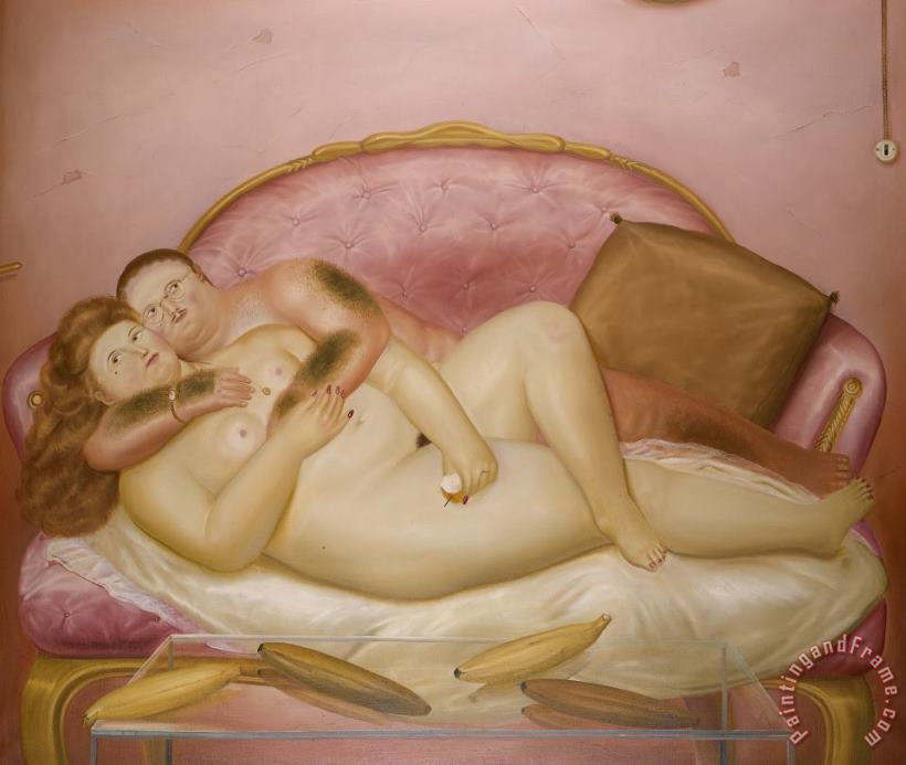 Fernando Botero Lovers on a French Sofa Art Painting