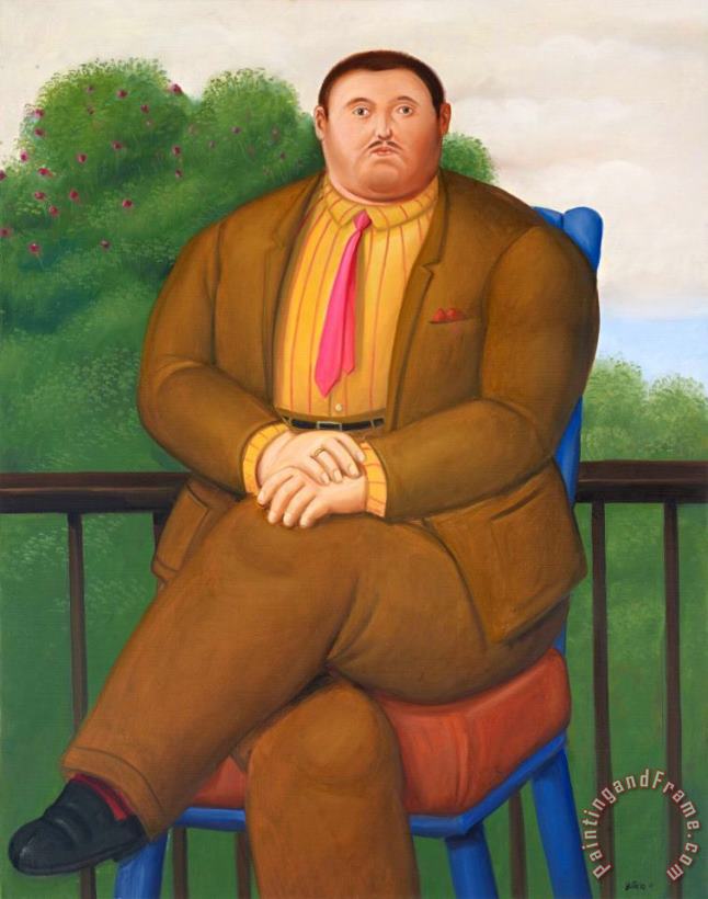 Fernando Botero Man on a Balcony, 2011 Art Painting