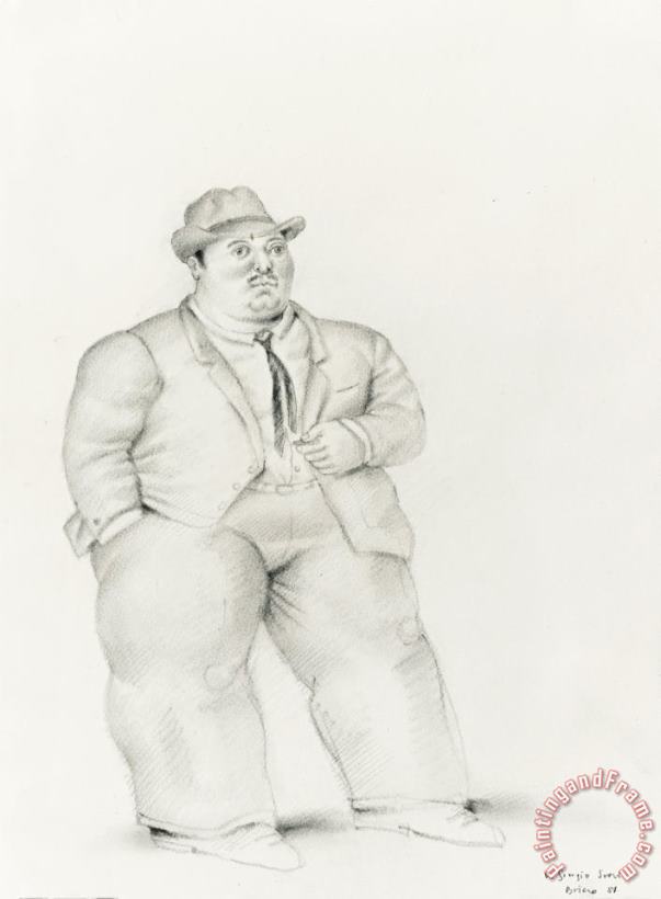 Man Smoking, 1981 painting - Fernando Botero Man Smoking, 1981 Art Print