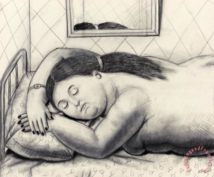Mujer Dormida Sobre Una Cama, 2003 painting - Fernando Botero Mujer Dormida Sobre Una Cama, 2003 Art Print