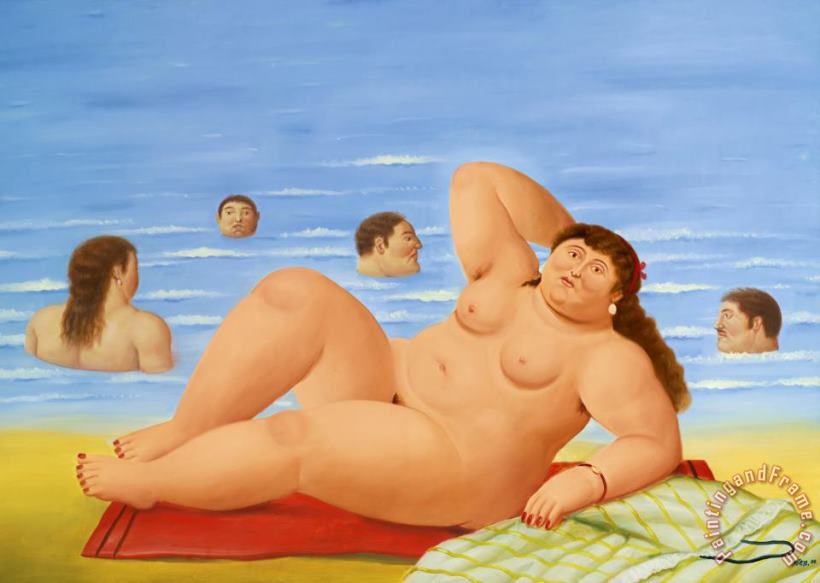 Fernando Botero Nude on The Beach, 2000 Art Print