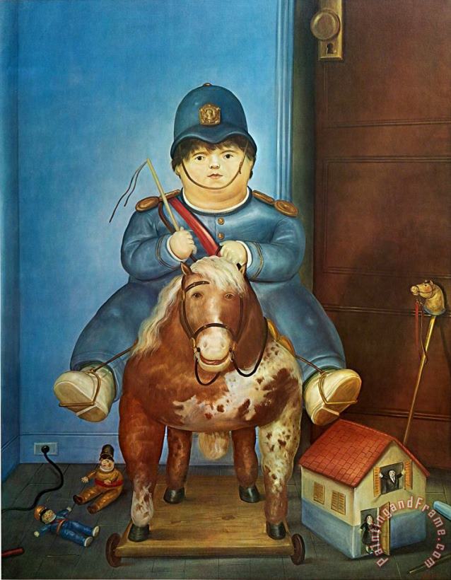Pedro on Horseback painting - fernando botero Pedro on Horseback Art Print