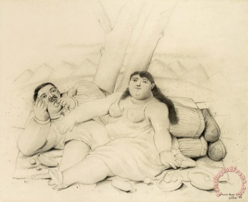 Fernando Botero Reclining Couple, 1984 Art Print