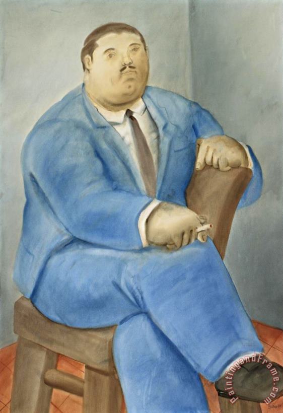 Fernando Botero Seated Man, 1980 Art Painting
