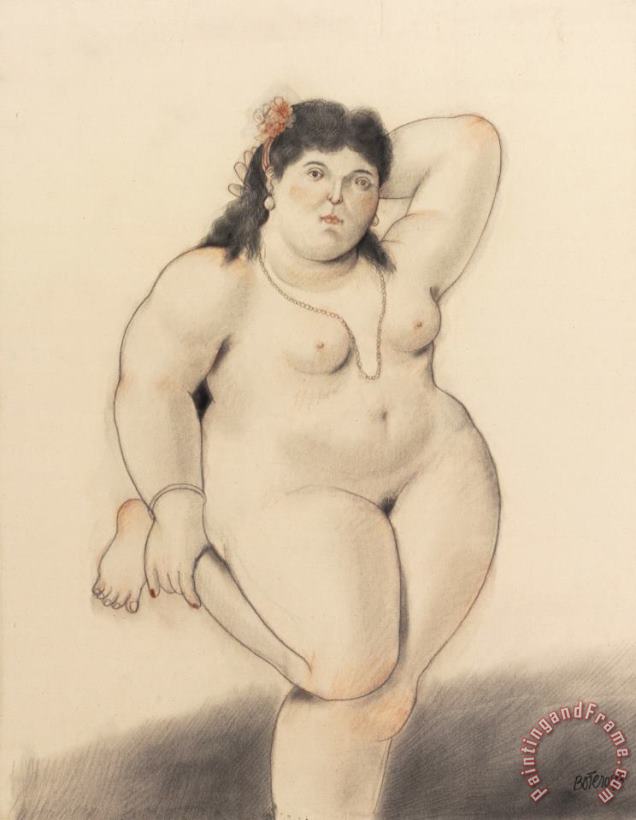Standing Nude, 1993 painting - Fernando Botero Standing Nude, 1993 Art Print