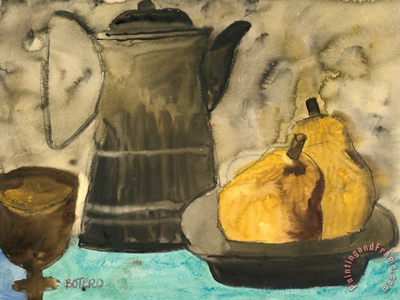 Fernando Botero Still Life And Young Girl Art Print
