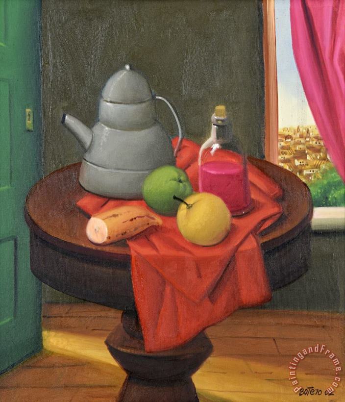 Still Life with Coffee Pot, 2002 painting - Fernando Botero Still Life with Coffee Pot, 2002 Art Print