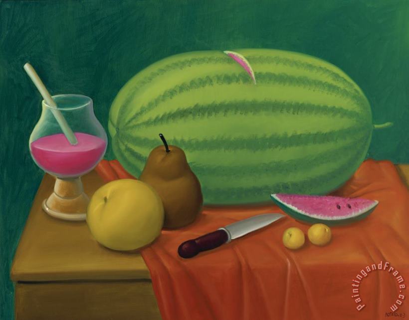 Still Life with Fruit, 2003 painting - Fernando Botero Still Life with Fruit, 2003 Art Print