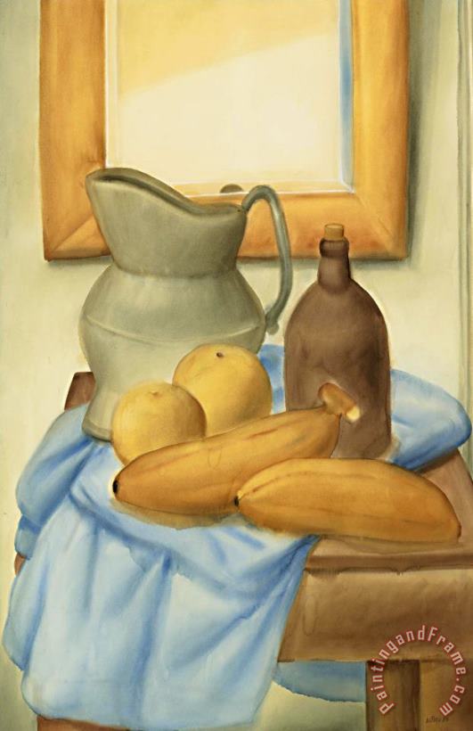 Still Life with Fruits, 1980 painting - Fernando Botero Still Life with Fruits, 1980 Art Print