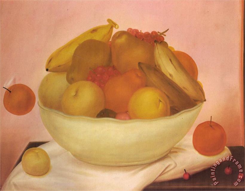 Still Life with Orange Falling painting - fernando botero Still Life with Orange Falling Art Print