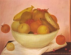 fernando botero Still Life with Orange Falling