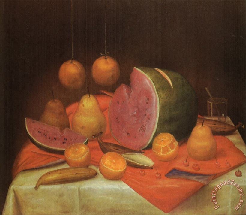 Still Life with Watermelon painting - fernando botero Still Life with Watermelon Art Print