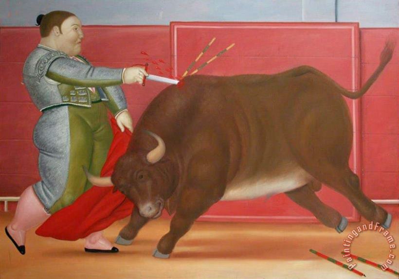 The Lunge, 1984 painting - Fernando Botero The Lunge, 1984 Art Print
