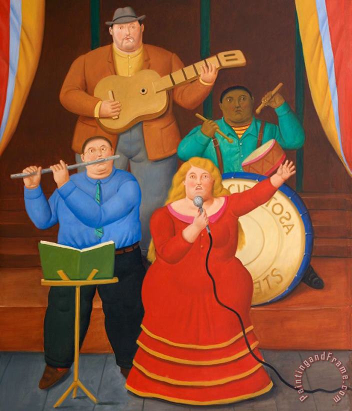 The Musicians And Singer, 2013(59711.79) painting - Fernando Botero The Musicians And Singer, 2013(59711.79) Art Print