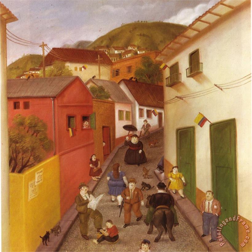 The Street 1987 painting - fernando botero The Street 1987 Art Print