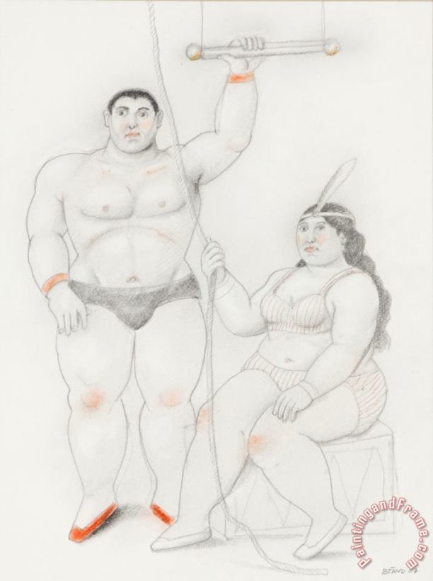 Fernando Botero Trapezist Couple with a Rope, 2007 Art Painting