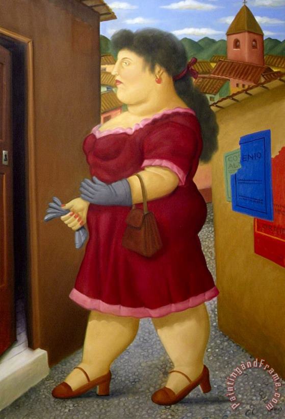 Fernando Botero Walking Woman, 2013 Art Painting