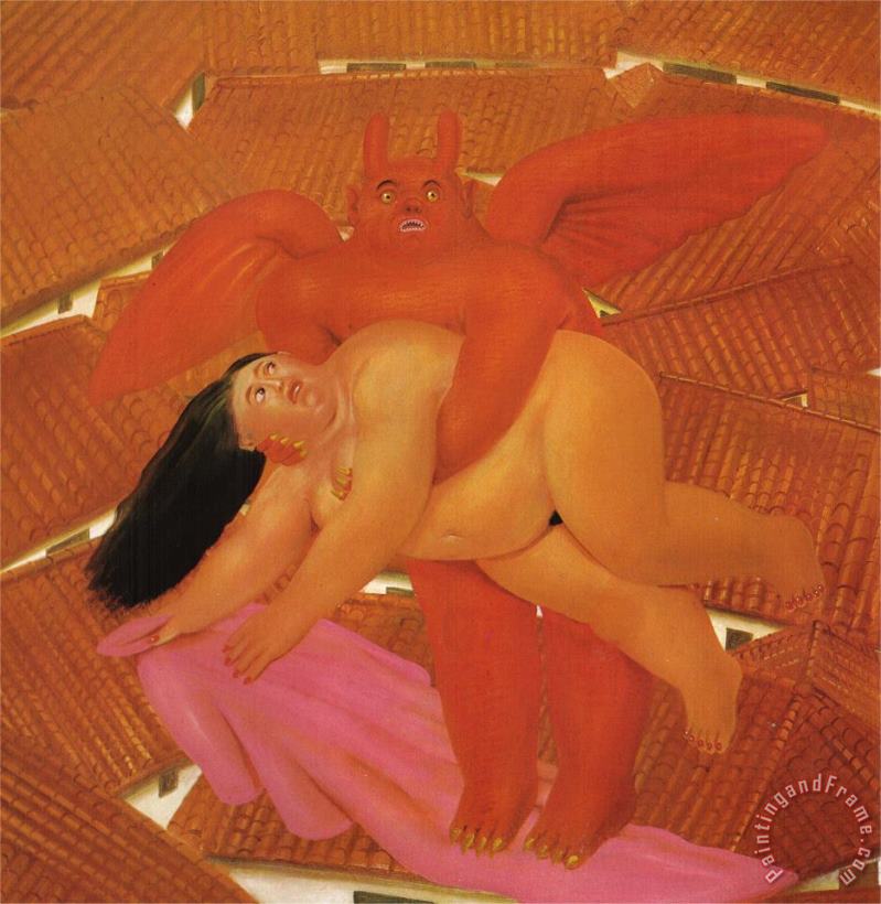Woman Abducted by The Demon painting - fernando botero Woman Abducted by The Demon Art Print