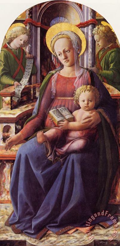 Madonna And Child Enthroned with Two Angels painting - Filippino Lippi Madonna And Child Enthroned with Two Angels Art Print
