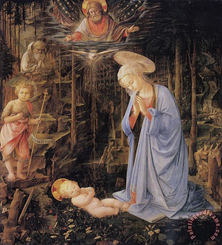 Filippino Lippi The Adoration with The Infant St. John The Baptist And St. Bernard Art Print
