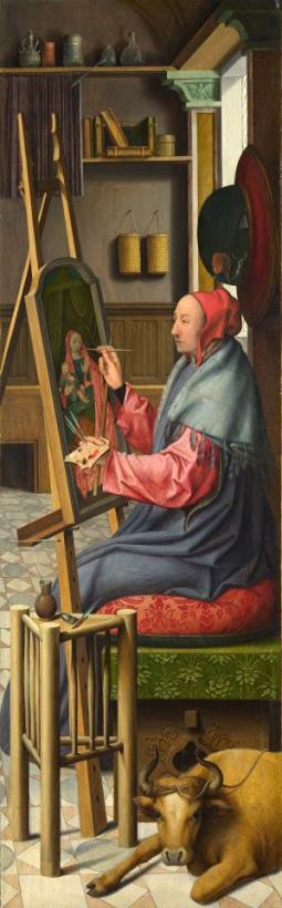 Saint Luke Painting The Virgin And Child painting - Follower of Quinten Massys Saint Luke Painting The Virgin And Child Art Print