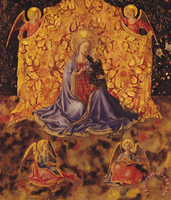 Fra Angelico Madonna Of Humility With Christ Child And Angels Art Print