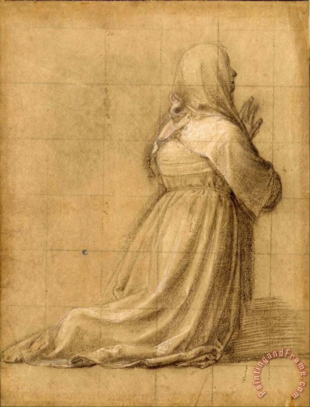 Woman Kneeling in Prayer, Seen From Behind (study for The Figure of St Catherine) painting - Fra Bartolomeo Woman Kneeling in Prayer, Seen From Behind (study for The Figure of St Catherine) Art Print