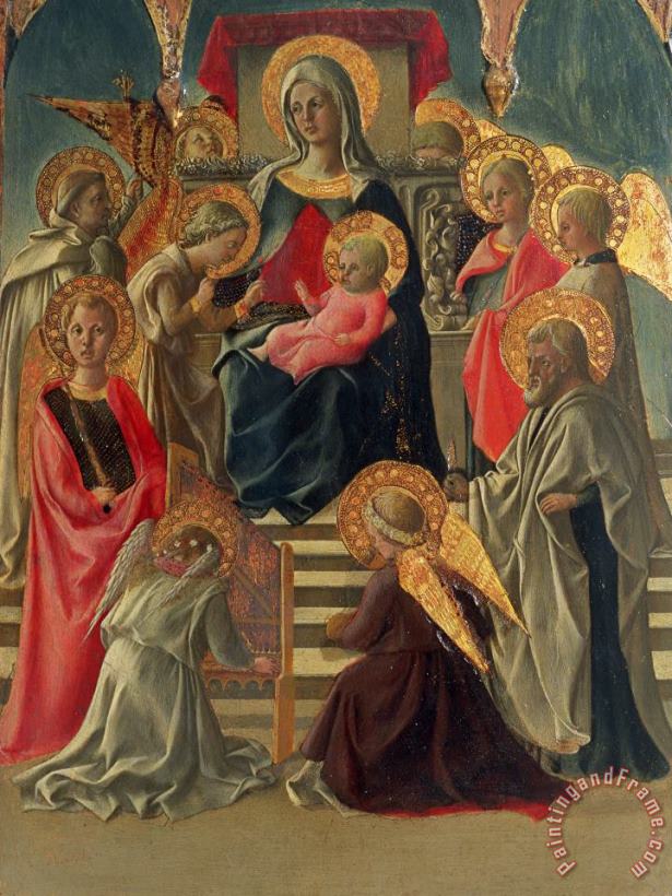 Madonna and Child enthroned with Angels and Saints painting - Fra Filippo Lippi Madonna and Child enthroned with Angels and Saints Art Print
