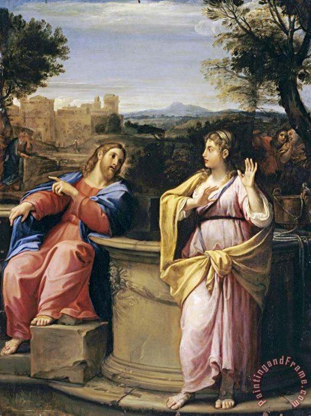 Francesco Albani Christ And The Woman of Samaria at The Well Art Painting