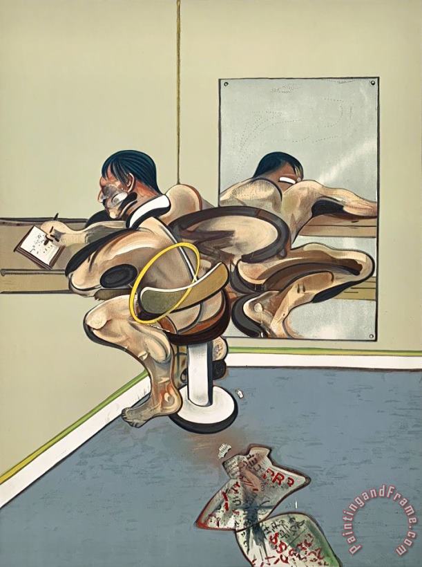 Figure Writing Reflected in a Mirror, 1977 painting - Francis Bacon Figure Writing Reflected in a Mirror, 1977 Art Print