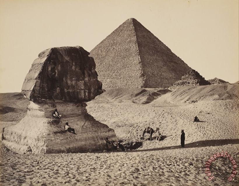 The Sphinx, The Great Pyramid And Two Lesser Pyramids, Ghizeh, Egypt painting - Francis Bedford The Sphinx, The Great Pyramid And Two Lesser Pyramids, Ghizeh, Egypt Art Print