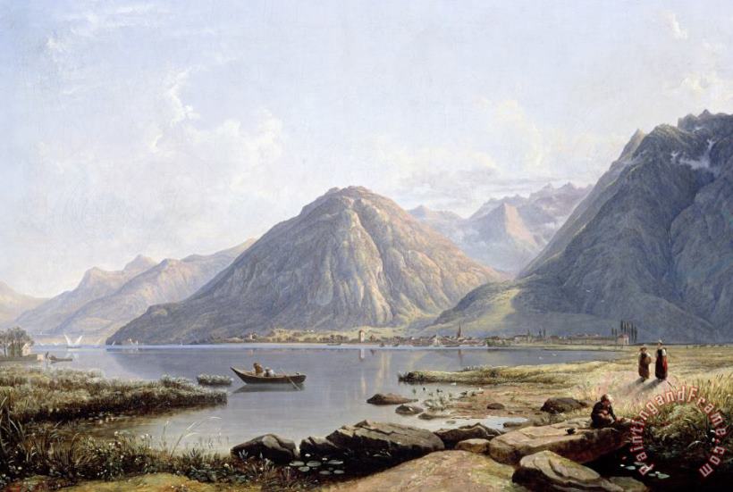 Francis Danby View Of Lake Geneva With The Town Of Villeneuve Art Print