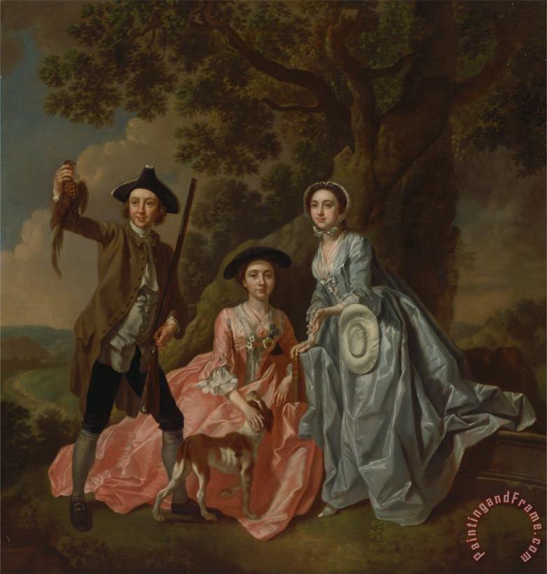 Francis Hayman George Rogers And His Wife, Margaret, And His Sister, Margaret Rogers Art Painting