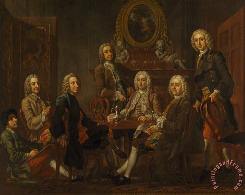 Francis Hayman Portrait of a Group of Gentleman, with The Artist Art Painting