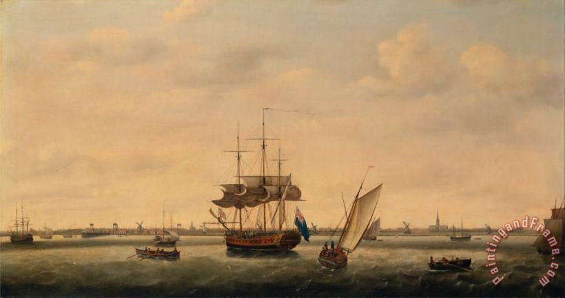 The Frigate 'surprise' at Anchor Off Great Yarmouth, Norfolk painting - Francis Holman The Frigate 'surprise' at Anchor Off Great Yarmouth, Norfolk Art Print