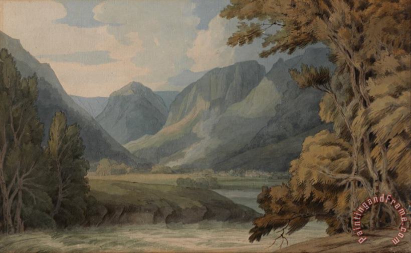 View in Borrowdale of Eagle Crag And Rosthwaite painting - Francis Swaine View in Borrowdale of Eagle Crag And Rosthwaite Art Print