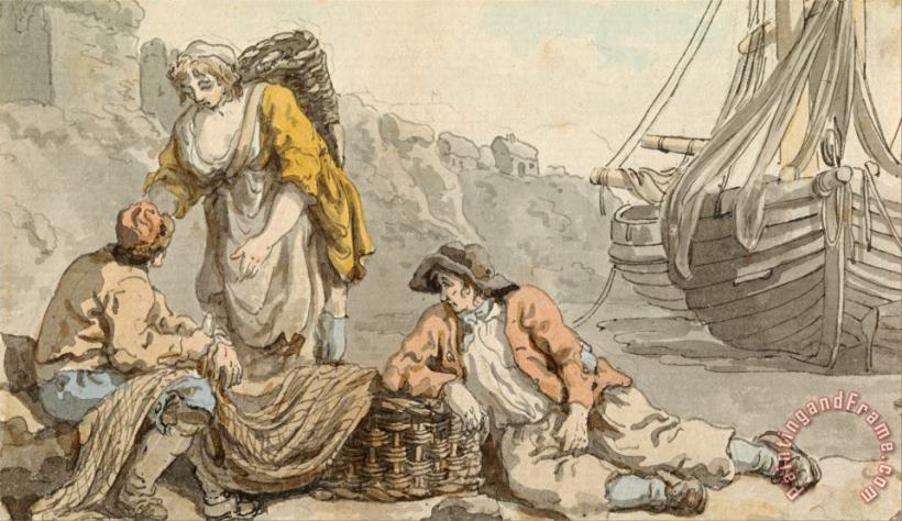Francis Wheatley Fisherfolk with Baskets And Nets Art Print