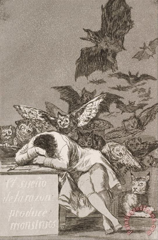 The Sleep of Reason Produces Monsters (no. 43), From Los Caprichos painting - Francisco De Goya The Sleep of Reason Produces Monsters (no. 43), From Los Caprichos Art Print