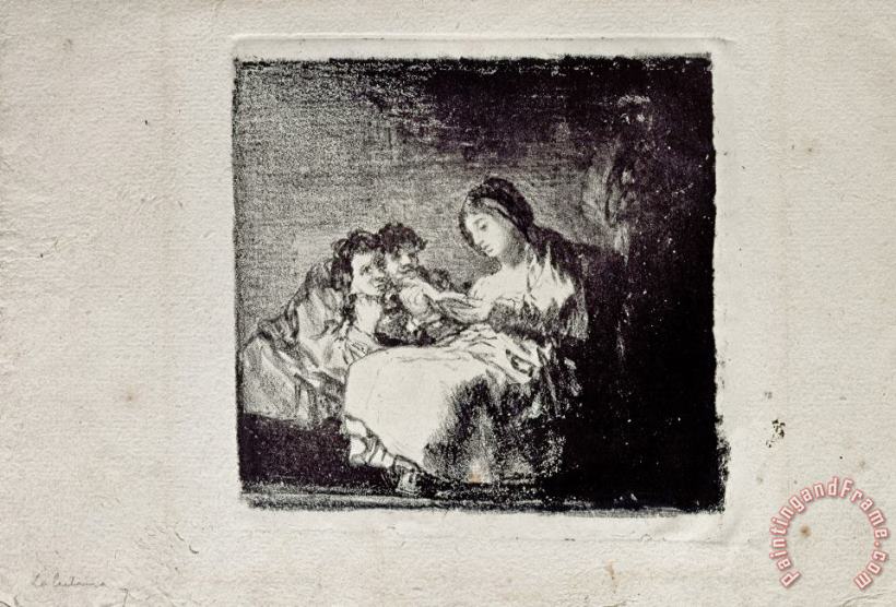 Woman Reading to Two Children painting - Francisco De Goya Woman Reading to Two Children Art Print