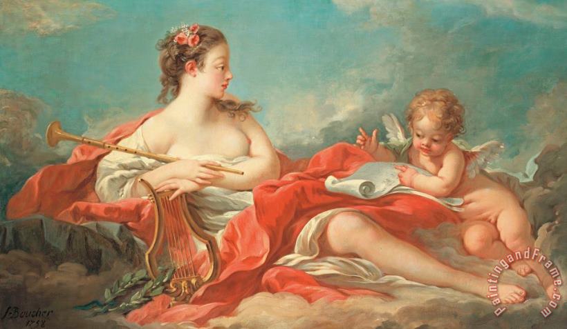 Erato The Muse Of Love Poetry painting - Francois Boucher Erato The Muse Of Love Poetry Art Print