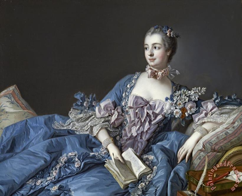 Madame De Pompadour (ca. 1758) painting - Francois Boucher Madame De Pompadour (ca. 1758) Art Print