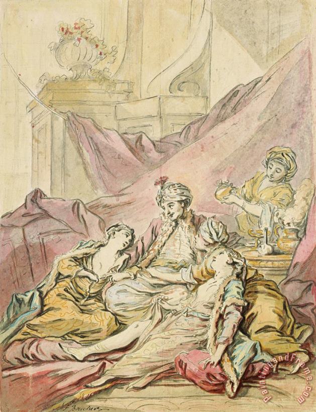 The Pasha in His Harem, C. 1735 1739 painting - Francois Boucher The Pasha in His Harem, C. 1735 1739 Art Print