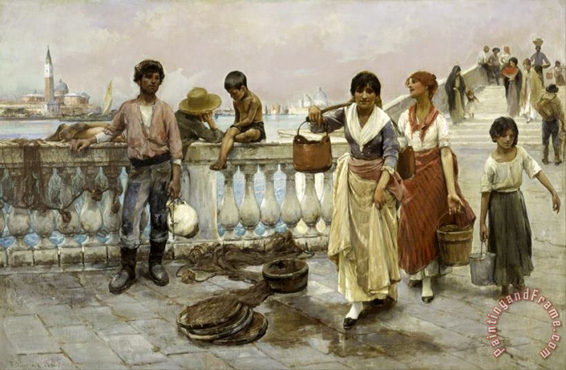 Water Carriers, Venice painting - Frank Duveneck Water Carriers, Venice Art Print