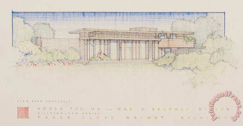 Frank Lloyd Wright Bachman Wilson House (perspective View From Southeast). Original Location Milltown, Nj. Moved to Bentonville, Ar Art Print