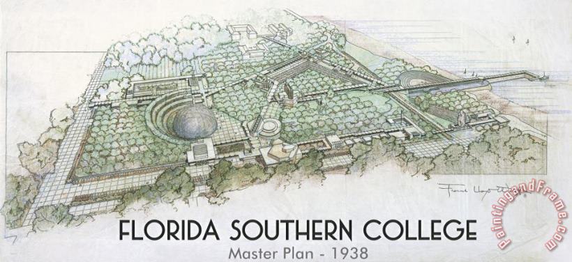 Frank Lloyd Wright Florida Southern College, Master Plan. Lakeland, Florida Art Painting