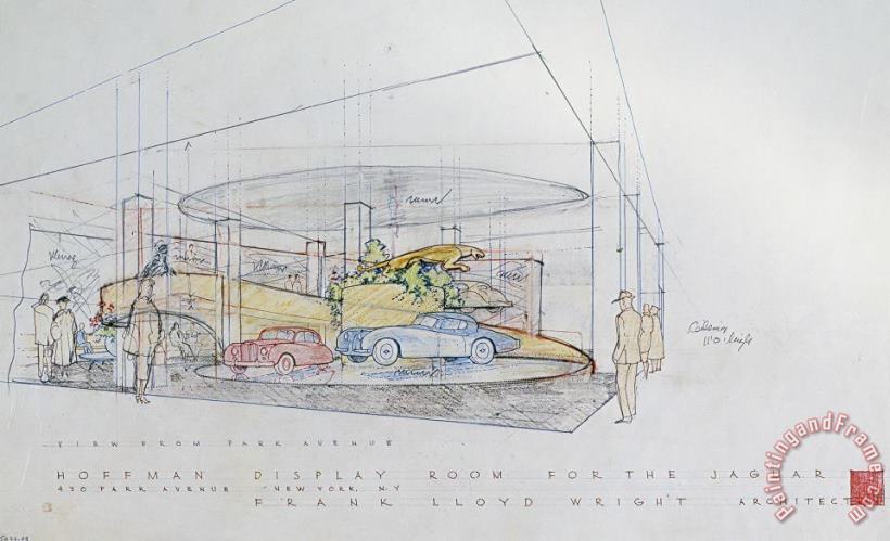 Hoffman Display Room for The Jaguar, Park Avenue, Nyc, Ny (demolished March 2013) painting - Frank Lloyd Wright Hoffman Display Room for The Jaguar, Park Avenue, Nyc, Ny (demolished March 2013) Art Print