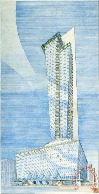 Frank Lloyd Wright Rogers Lacy Hotel, Dallas, Tx (project) Art Print