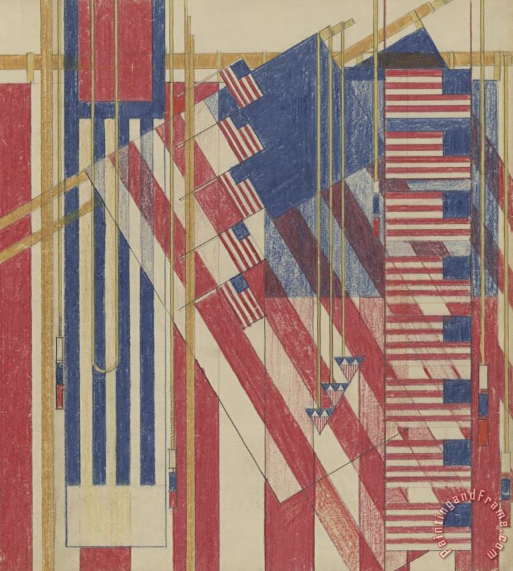 Frank Lloyd Wright The Flag. Liberty Magazine Cover Art Painting